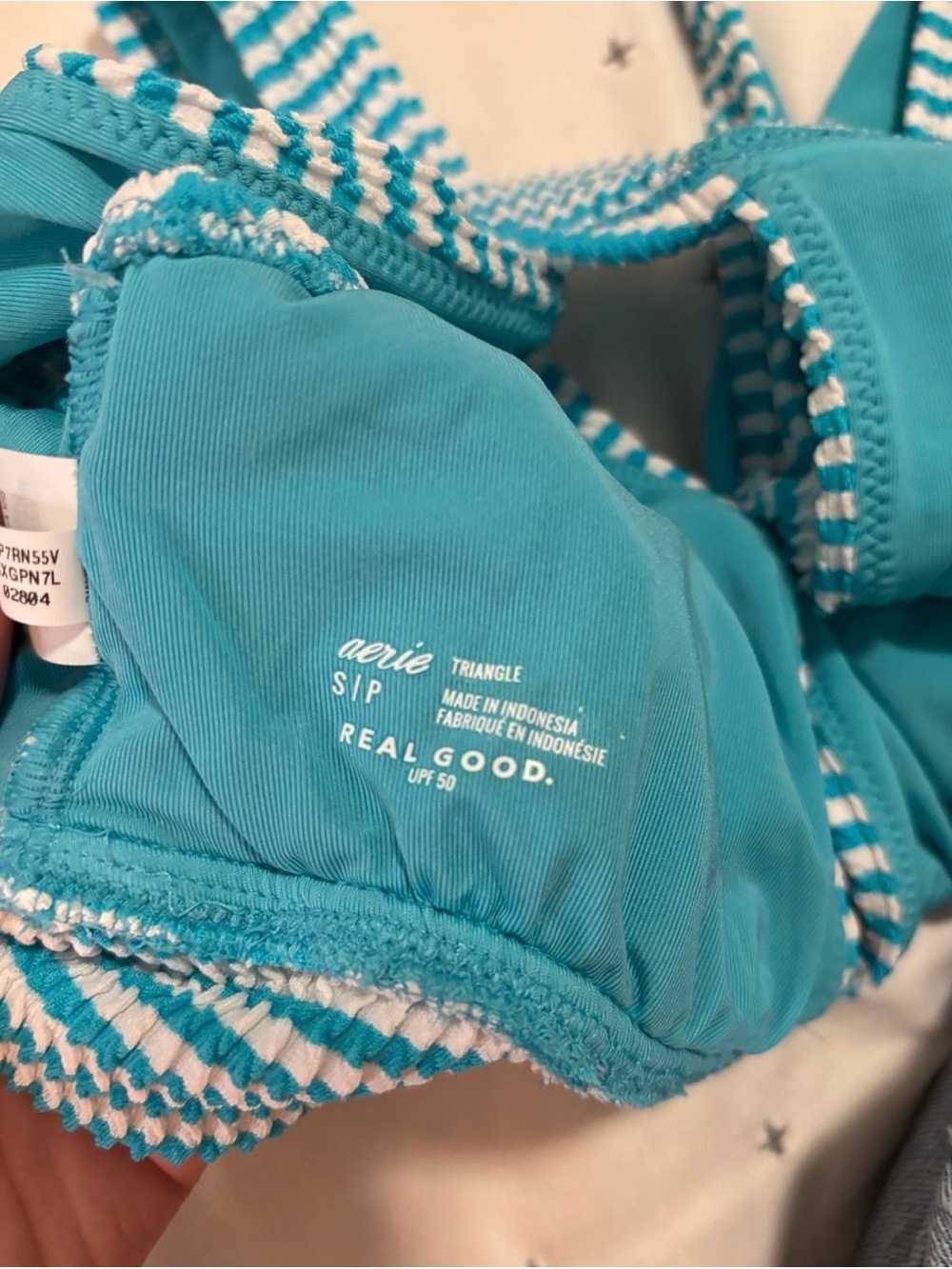 Aerie Crinkle Blue & White Bikini Top - Picture 5 of 5
